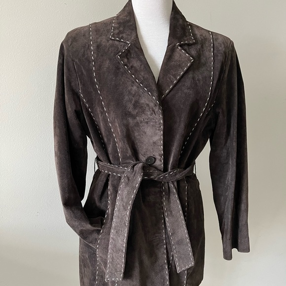 SOLD - ROXY Brown suede jacket Fits like Medium - Picture 4 of 9
